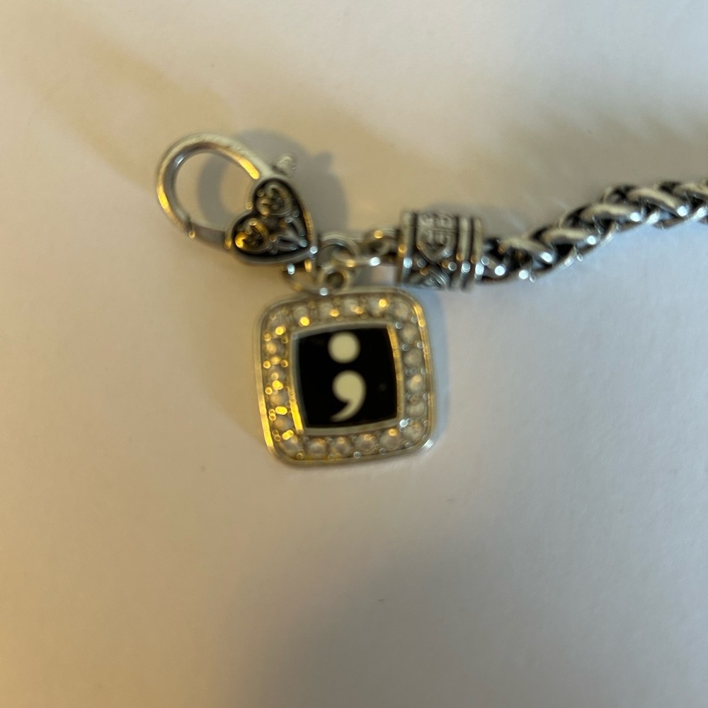 Chic chunky Silver Semi-colon Charm Bracelet - Picture 3 of 4